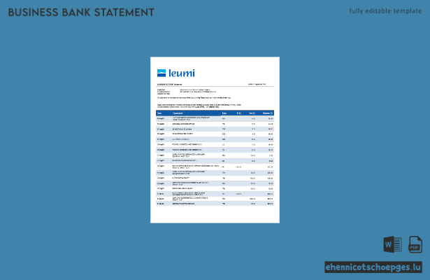 Bank Leumi Geschäftskontoauszug – Beispiel-Word- und PDF-Datei (Vorschau)